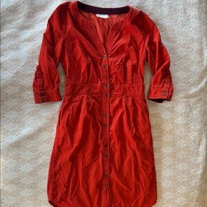 Maeve Orange Corduroy Button-Front Women's Dress Size 4